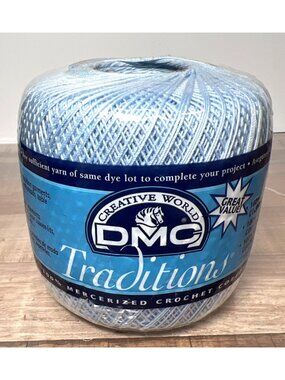 DMC Traditions 100% Mercerized Crochet Cotton Size 10 Light Blue 320 Yards